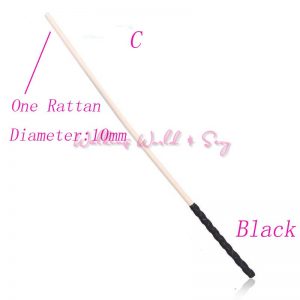 23 1/2"Natural Rattan Cane/Whip - 1/3" (10m) Diameter with Leather-Like Wrapped Handle - Black