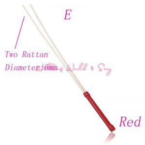 23 1/2"Natural Rattan Double Cane/Whip - 1/4" (6mm) Diameter with Leather-Like Wrapped Handle - Red