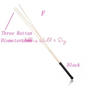 23 1/2"Natural Rattan Triple Cane/Whip - 1/4" (6mm) Diameter with Leather-Like Wrapped Handle - Black