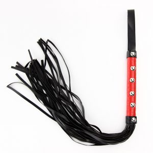 18" Red & Black Whip with Studded Handle