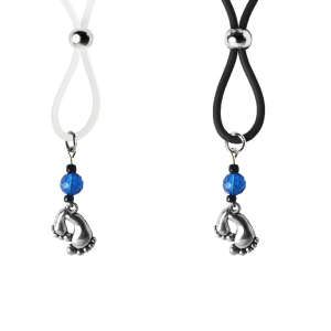 Nipple Lasso with Silver Sole Feet on Silicone Loop