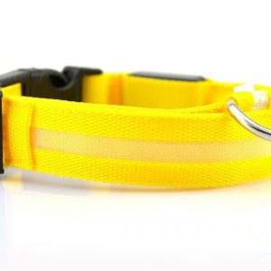 Pet Collar Nylon with LED Lights (Small, Yellow)