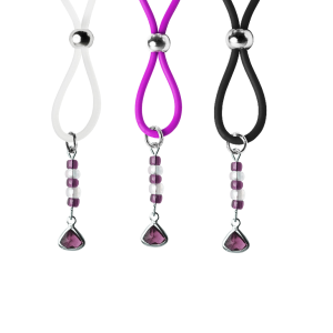 Nipple Lasso with Amethyst Triangle Birthstone on Silicone Loop