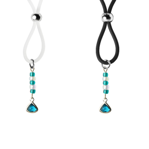 Nipple Lasso with Aquamarine Triangle Birthstone on Silicone Loop
