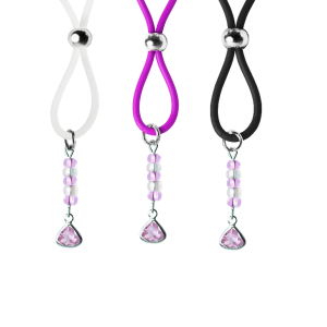 Nipple Lasso with Pearl Triangle Birthstone on Silicone Loop