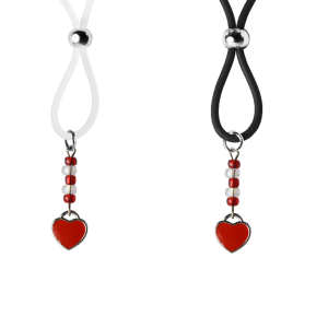 Nipple Lasso with Red Enamel Heart on Silicone Loop