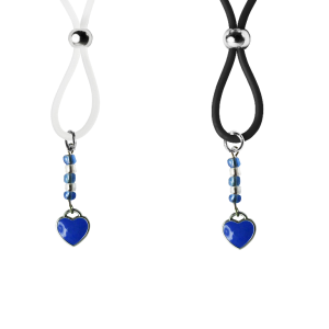 Nipple Lasso with Blue Enamel Heart on Silicone Loop