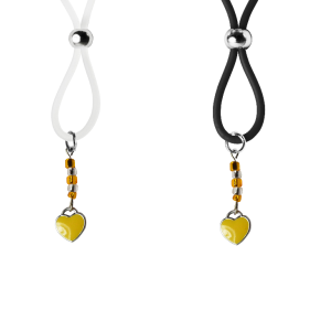Nipple Lasso with Yellow Enamel Heart on Silicone Loop