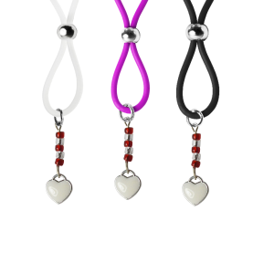 Nipple Lasso with White Enamel Heart on Silicone Loop