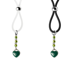 Nipple Lasso with Green Enamel Heart on Silicone Loop