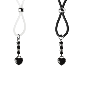Nipple Lasso with Black Enamel Heart on Silicone Loop