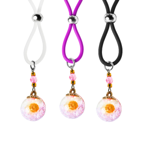 Nipple Lasso with Pink Glass Flower Ball on Silicone Loop