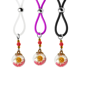 Nipple Lasso with Magenta Glass Flower Ball on Silicone Loop