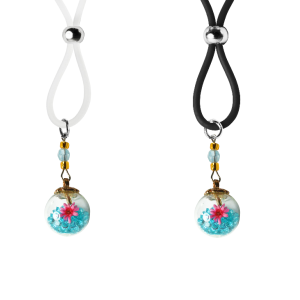 Nipple Lasso with Light Blue Glass Flower Ball on Silicone Loop