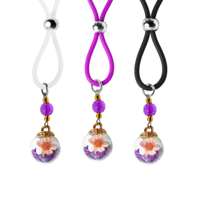 Nipple Lasso with Purple Glass Flower Ball on Silicone Loop