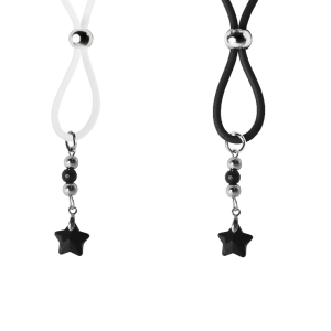 Nipple Lasso with Black Crystal Glass Star on Silicone Loop