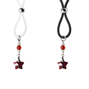 Nipple Lasso with Red Crystal Glass Star on Silicone Loop