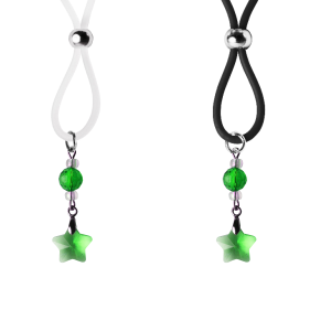 Nipple Lasso with Green Crystal Glass Star on Silicone Loop
